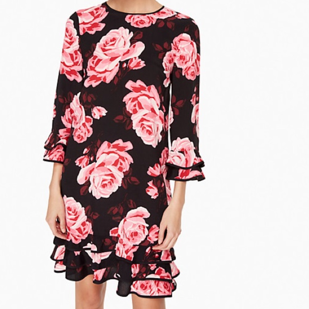 NWT Kate Spade NY Rosa Ruffle Shift Dress Black